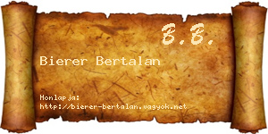 Bierer Bertalan névjegykártya